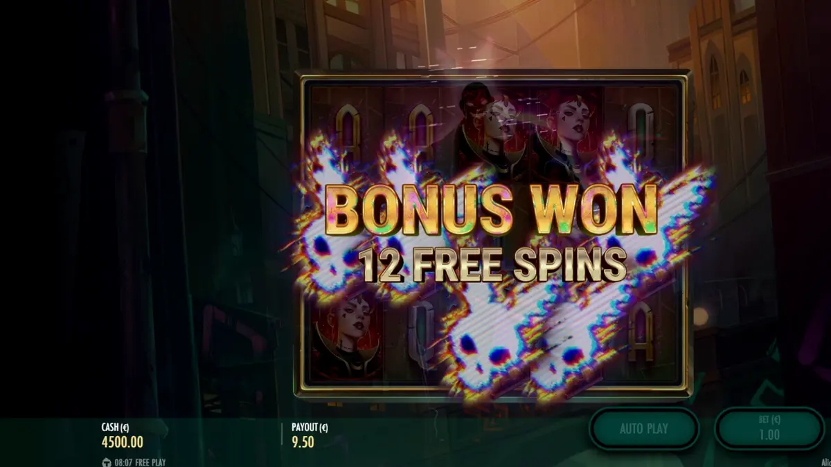 Alice: Time Rift slot game interface na may steampunk na disenyo